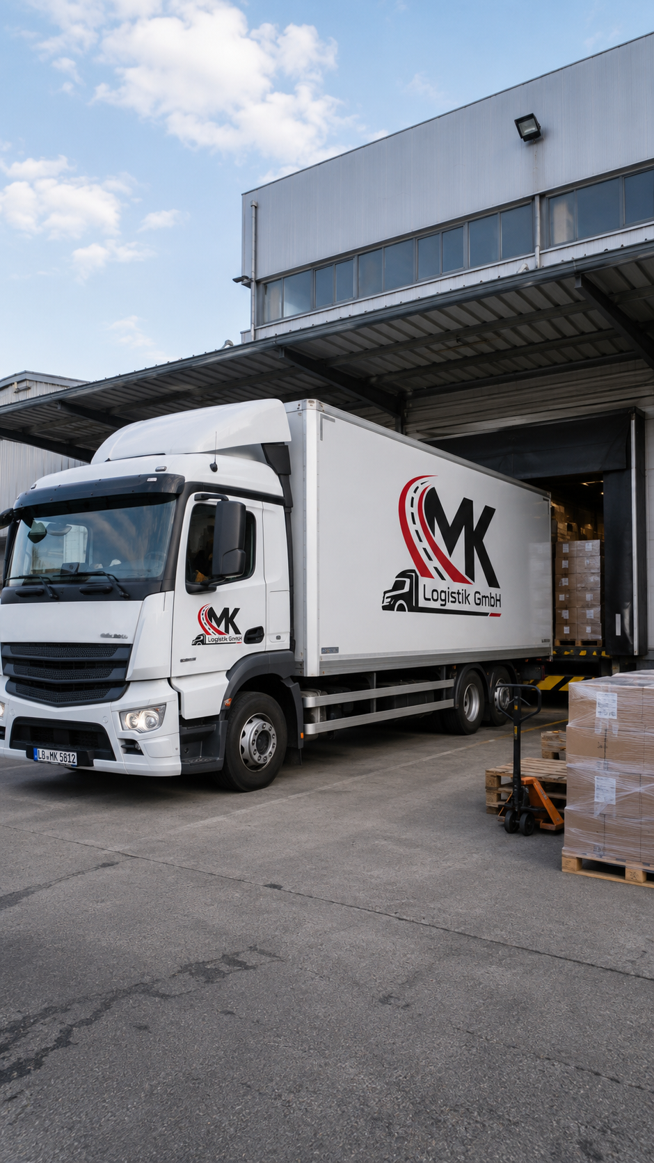 MK Logistik LKW an der Werksrampe – Verladung in der Region Stuttgart